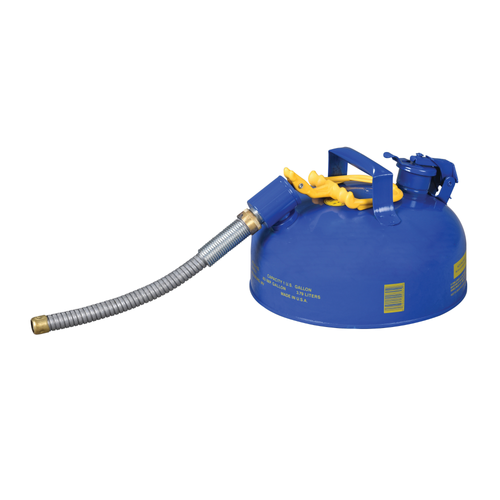 Eagle® 1 Gallon, 7/8" Metal Hose, Steel Safety Can For Kerosene, Type II, Blue