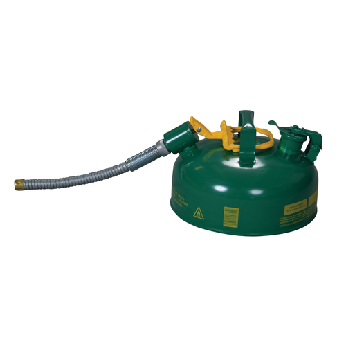 Eagle® 1 Gallon, 5/8" Metal Hose, Steel Safety Can For Combustibles, Type II, Green