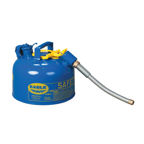 Eagle® 2.5 Gallon, 7/8" Metal Hose, Steel Safety Can For Kerosene, Type II, Blue