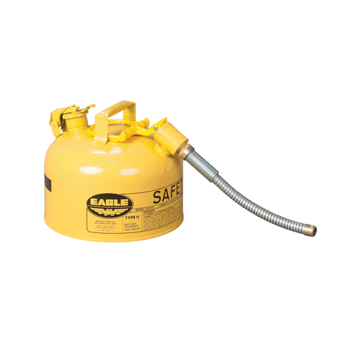 Eagle® 2.5 Gallon, 7/8" Metal Hose, Steel Safety Can For Diesel, Type II, Yellow