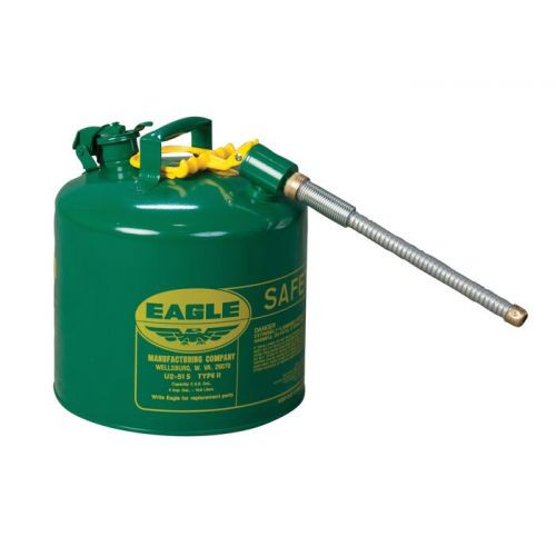 Eagle® 5 Gallon, 7/8" Metal Hose, Steel Safety Can For Combustibles, Type II, Green