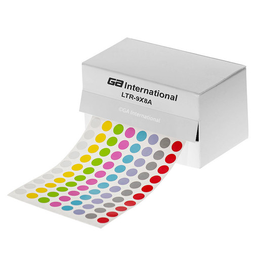 Lab-TAG Cryogenic Labels - Cryogenic Color Dots for 1.5 ml Microtube Tops, 8 Asst Colors, 0.35", 5,200 labels/ roll