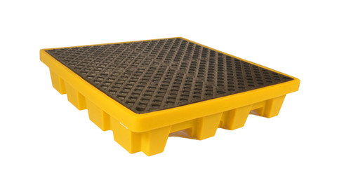 Yellow Spill Pallet P4, Nestable Model with Drain