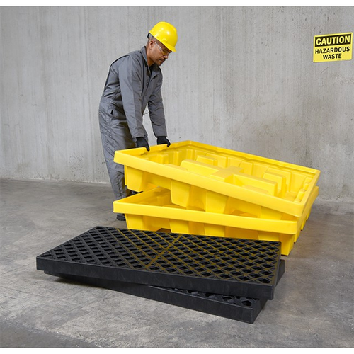 Yellow Spill Pallet P4, Nestable Model with Drain