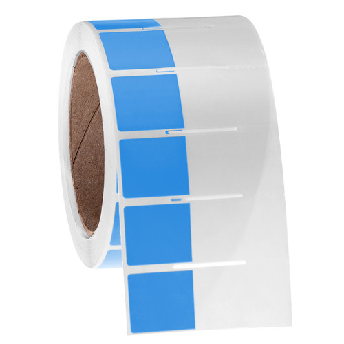 Cryo-WrapTAG - Wrap-Around Cryogenic Thermal-Transfer Labels, Blue + Transparent, 1.125" x 1" + 1.595" wrap, 1000 labels/roll