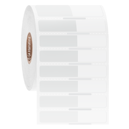 Cryo-WrapTAG - Wrap-Around Cryogenic Thermal-Transfer Labels, White + Transparent, 1.125" x 0.375" + 1.125" wrap, 2,500 labels/ roll