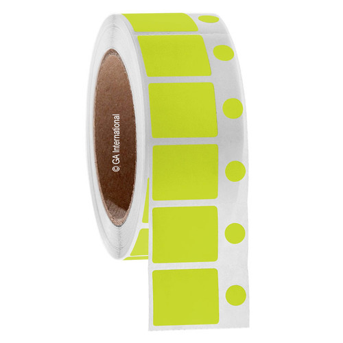 Cryo-DirectTAG - Cryogenic Labels for Direct Thermal Barcode Printers, Lemon, 1.1875" x 1'' + 0.375' (circle)", 2,000 label sets/ roll