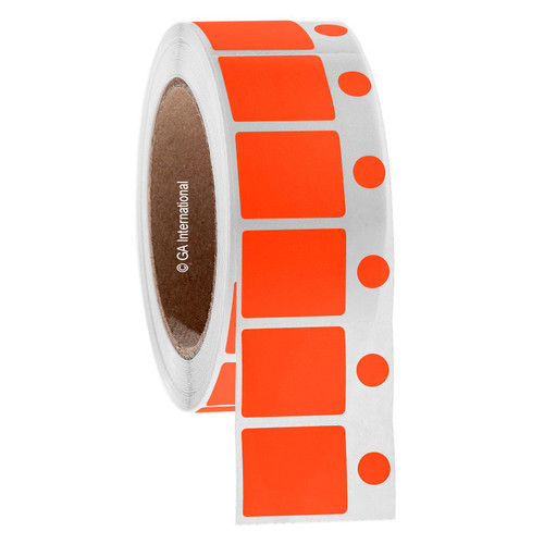 Cryo-DirectTAG - Cryogenic Labels for Direct Thermal Barcode Printers, Orange, 1.1875" x 1'' + 0.375' (circle)", 2,000 label sets/ roll