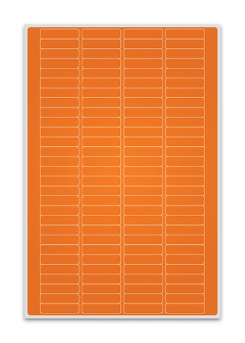 Hagaki Size Permanent Cryo-LazrTAG - Cryogenic Labels for Laser Printers PATENTED, Orange, 1.02" x 0.4''/ 26mm x 10mm, 812 labels/pack, 8 sheets/pack