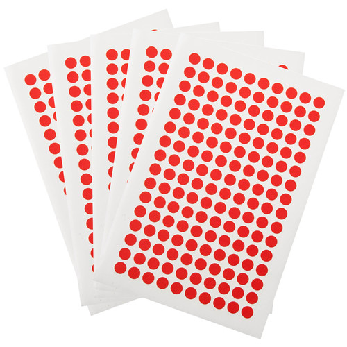 Lab-TAG - Deep-Freeze Color Dot Labels for Tops of 0.2mL PCR Tubes, Red, 0.28", 800 labels/pack, 5 sheets/pack