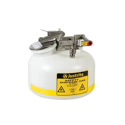 Quick-Disconnect Disposal Safety Can, 3/8" Tubing, 2 Gal, Polyethylene