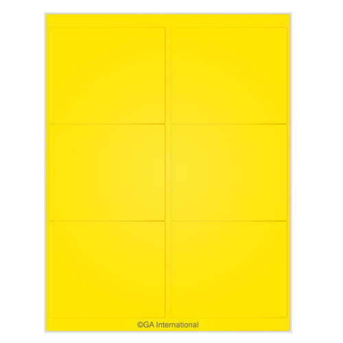 High-Quality Laser & Inkjet Matte Paper Labels (US Letter), Yellow, 4" x 3.33", 600 labels/pack, 100 sheets/pack