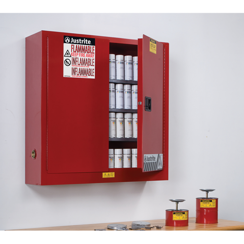 Safety Cabinet, Aero Wall Mount, 20 gal, manual, Red