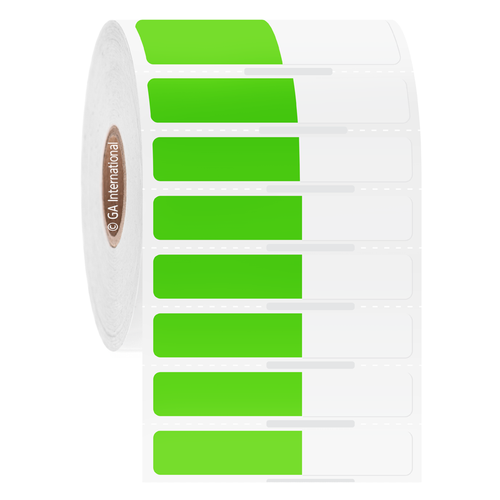 Cryo-WrapTAG - Wrap-Around Cryogenic Thermal-Transfer Labels, Green Apple + Transparent, 1.125" x 0.375" + 1.125" wrap, 5000 labels/roll