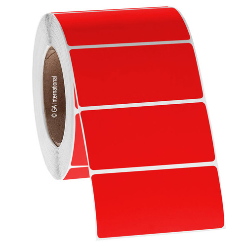 Paper Labels For Direct Thermal Printers, Red, 4" x 2'' / 102mm x 50.8mm, 700 labels/ roll