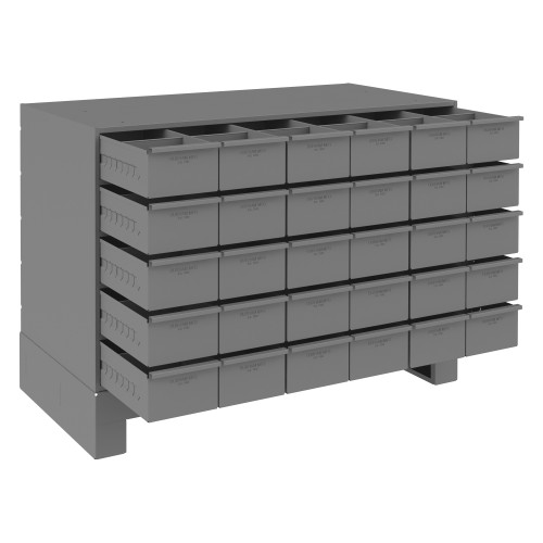 30 Drawers, 17-3/4" Deep, Steel Construction, For Small Part Storage, Gray