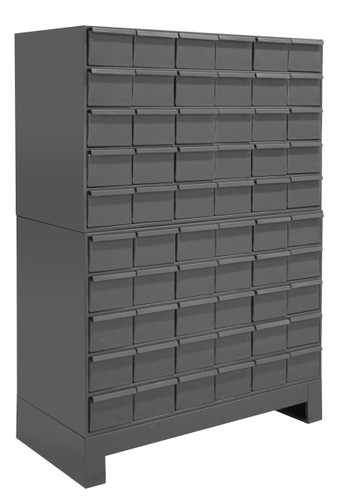 60 Drawers, 17-3/4" Deep, Steel Construction, For Small Part Storage, Gray
