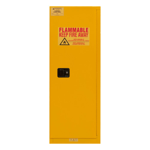 Fm Approved, Flammable Storage Cabinet, 22 Gallon, 1 Door, Manual Close, 2 Shelves, Safety Yellow
