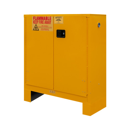 FM Approved, Flammable Storage Cabinet with Legs, 30 Gallon, 2 Doors, Manual Close, 1 Shelf, Safety Yellow