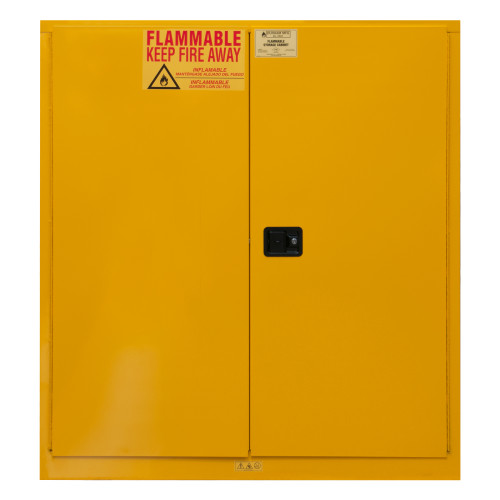 FM Approved, Flammable Storage Cabinet, 120 Gallon, 2 Doors, Manual Close, 2 Shelves, Safety Yellow