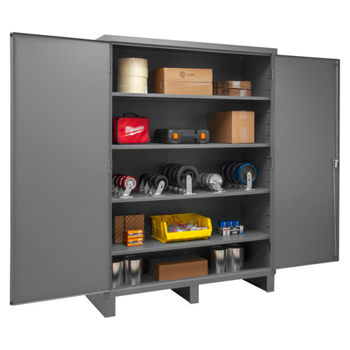 Cabinet, 16 Gauge, 60 x 24 x 84, 4 Adj Shelves, Flush Doors, Lockable, Chrome Handle w/ Keys, Gray Cabinet, 16 Gauge, 60 x 24 x 84, 4 Adj Shelves, Flush Doors, Lockable, Chrome Handle w/ Keys, Gray