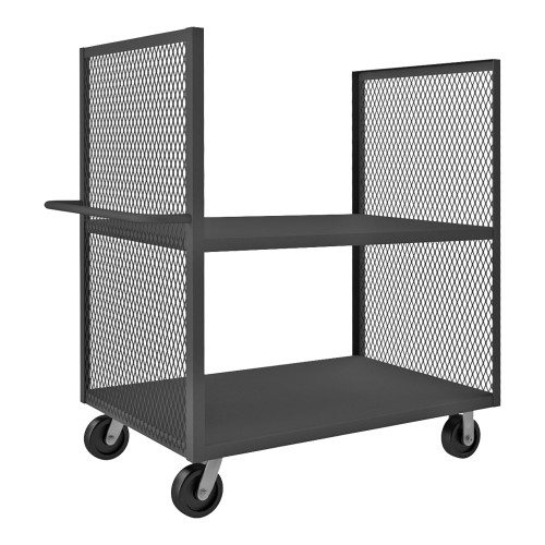 2 Sided Mesh Truck w/ 6" x 2" Phenolic Casters, (2) Rigid, (2) Swivel, 2 Shelves, Tubular Push Handle, Gray 2 Sided Mesh Truck w/ 6" x 2" Phenolic Casters, (2) Rigid, (2) Swivel, 2 Shelves, Tubular Push Handle, Gray