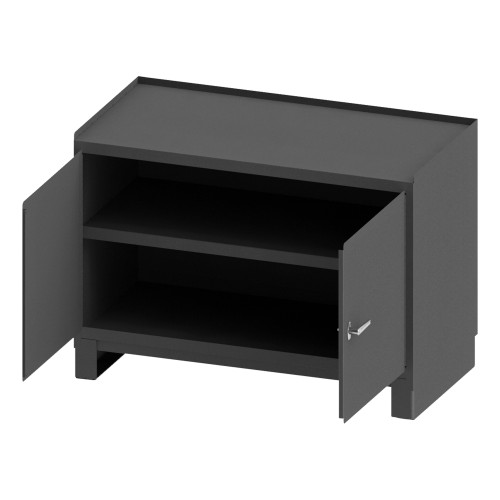 Stationary Workstation, 16 Gauge, 2 Shelves, 2 Doors, Gray Stationary Workstation, 16 Gauge, 2 Shelves, 2 Doors, Gray