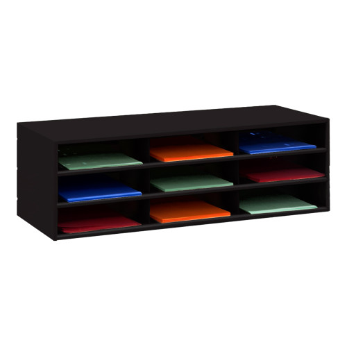 Horizontal Lit Rack, 9 Openings, Black