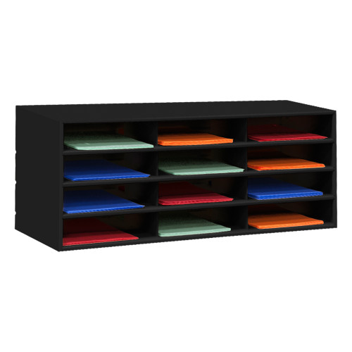 Horizontal Lit Rack, 12 Openings, Black