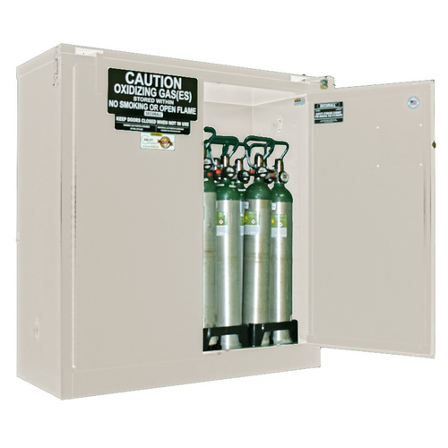 Oxygen Storage Cabinet, Manual Close, Holds 21-24 PARTIAL (D or E) Cylinders, 44" x 43" x 18", White