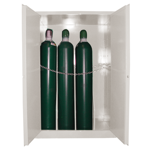 Oxygen Storage Cabinet, Manual Close, Holds 6-9 PARTIAL (H) Cylinders, 65" x 34" x 34", White