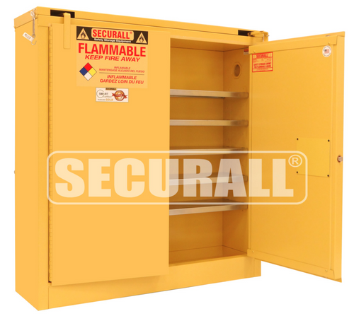 Flammable Cabinet, Wall-Mount, 24 gal, 2-Door, 44" x 43" x 12"