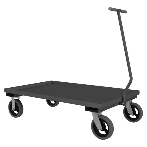 5Th Wheel Truck w/ 8" x 2" Mold-On-Rubber Wheels, (2) Rigid, (2) Swivel, 1 Shelf, 1-1/2" Lips Up, Tubular Push Handle, Gray