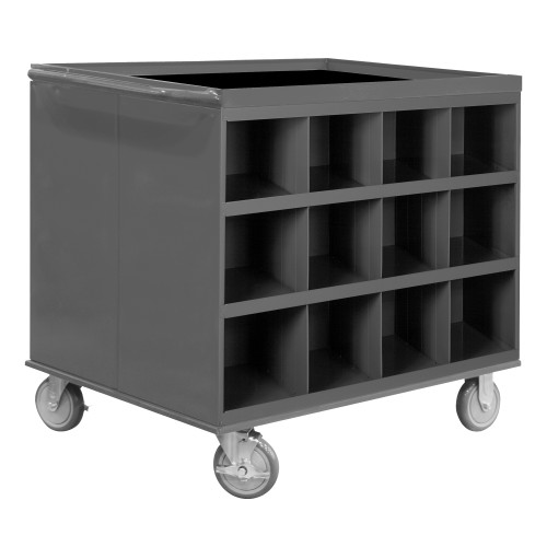 2 Sided Stock Cart, Gauge 18, 34 x 24 x 30 With 24 Open Bins, All Lips Up, Gray