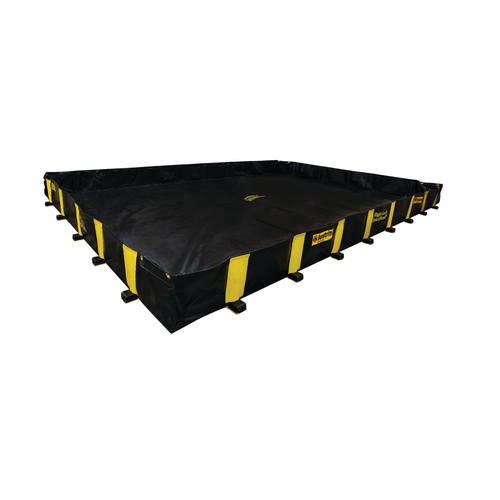 Justrite® Industrial Spill Containment QuickBerm®, 4' x 6' x 12", 175 Gal with Inside Wall Supports, Black