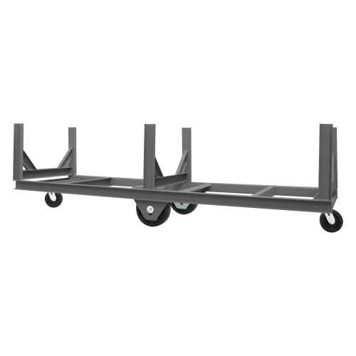 Bar Cradle Truck w/ (2) Swivel, 8" x 2" Phenolic Casters,, (2) Rigid 12" x 3" Phenolic Wheels w/ 3 Cradles, Gray