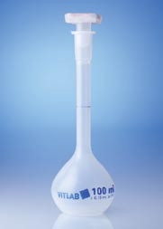 Volumetric Flask, Polypropylene with Stopper, Class B, 25mL, case/6