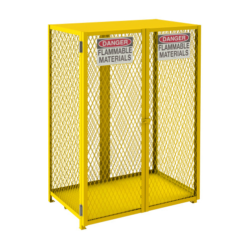 Self Closing, Gas Cylinder Cabinet, Double Door, Angle Iron, Expanded Metal, For Vertical Storage Of Cylinders Up To 59-3/4", 12 Cylinder Capacity, Sa
