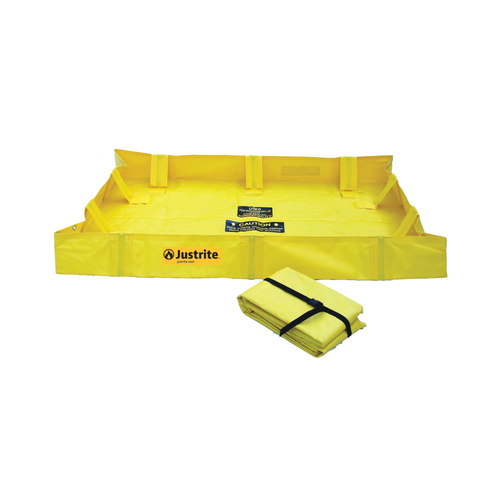 Justrite® QuickBerm® Lite, 4' x 4' x 8", 79 Gallon Folding Spill Containment Berm, Yellow