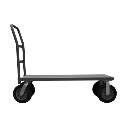 Platform Truck, 12 Gauge, 1500 lbs Capacity, 24 x 36, Flush Deck, 10 x 2-9/16 Semi-Pneumatic Casters - (2) Rigid, (2) Swivel, Gray