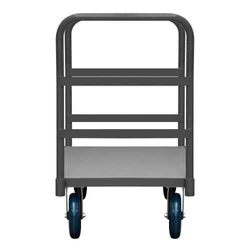 Platform Truck, 2 Removable Handles, 12 Gauge, 3600 lbs Capacity, 30 x 48, Flush Deck, 8 x 2 Polyurethane - Non-Marking Casters - (2) Rigid, (2) Swive