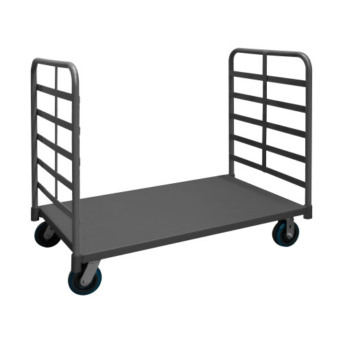 Platform Truck, 2 Removable Handles, 12 Gauge, 3600 lbs Capacity, 30 x 60, Flush Deck, 6 x 2 Polyurethane - Non-Marking Casters - (2) Rigid, (2) Swive