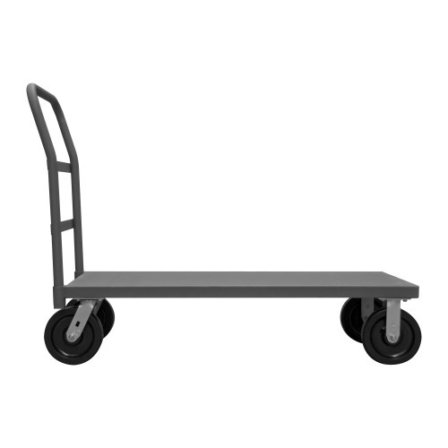 Platform Truck, 12 Gauge, 4000 lbs Capacity, 30 x 48, Flush Deck, 8 x 2 Phenolic Casters - (2) Rigid, (2) Swivel, Gray