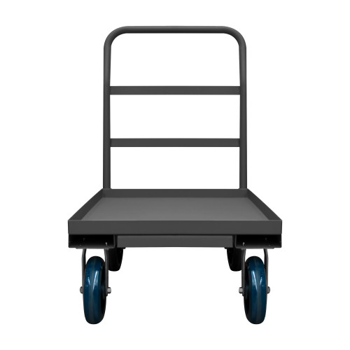 Platform Truck, 12 Gauge, 3600 lbs Capacity, 30 x 60, Lipped Deck, 8 x 2 Polyurethane - Non-Marking Casters - (2) Rigid, (2) Swivel, Gray