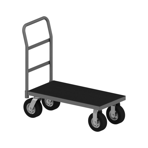Platform Truck, 12 Gauge, 1200 lbs Capacity, Non-Slip Vinyl Matting, 18 x 48, Flush Deck, 8 x 2-1/4 Semi-Pneumatic Casters - (2) Rigid, (2) Swivel, Gr