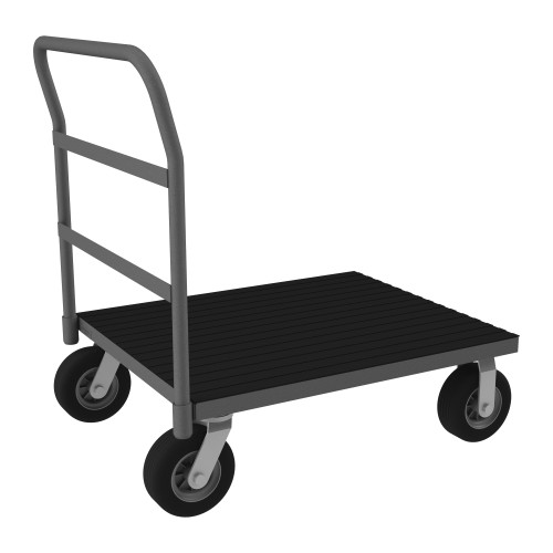 Platform Truck, 12 Gauge, 1200 lbs Capacity, Non-Slip Vinyl Matting, 30 x 36, Flush Deck, 8 x 2-1/4 Semi-Pneumatic Casters - (2) Rigid, (2) Swivel,