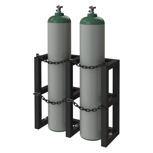 Gas Cylinder Rack, 2 Vertical Cylinders Capacity, 30 x 12 x 30, Black