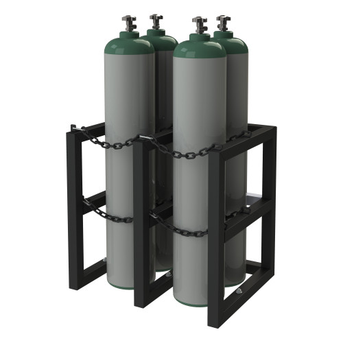 Gas Cylinder Rack, 4 Vertical Cylinders Capacity, 30 x 24 x 30, Black