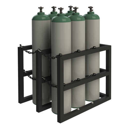 Gas Cylinder Rack, 6 Vertical Cylinders Capacity, 30 x 36 x 30, Black