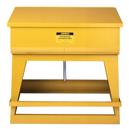 Justrite® Rinse Tank, 22 gal Foot-Operated, Self-Close Cover, Floor Standing, Yellow